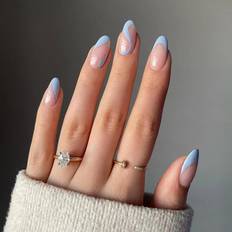 Shein 24pcs False Nails Set With Ripple Stripe Nail