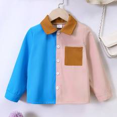 Multicoloured Jackets Shein Young Girl Colourblock Patched Pocket Jacket