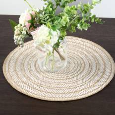 Round Place Mats Shein Round White Printed Linen Place Mat Multicolour, White