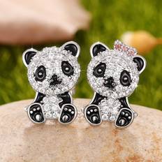 Shein Cubic Zirconia Panda Design Stud Earrings