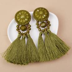 Green Earrings Shein Tassel Drop Earrings