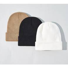 Shein Multifärgade Huvudbonader Shein 3pcs Solid Beanie Hat