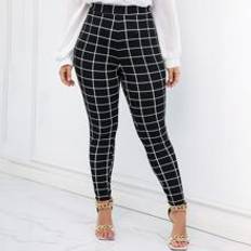 Rutiga - Vuxen Kläder Shein Plus Plaid Print Skinny Trousers