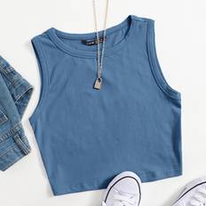 XXXS Linnen Shein Solid Crop Tank Top