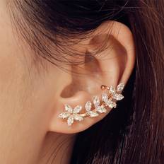 Shein Cubic Zirconia Leaf Ear Cuffs