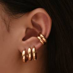 Shein 3pcs Minimalist Hoop Earring & 1pair Ear Cuffs Copper Jewelry