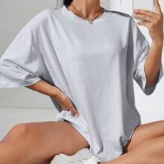 High comfort T-shirts Shein Solid Drop Shoulder Tee
