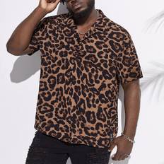 Leopard - Men Shirts Shein Men Plus Size Leopard Print Shirt Sleeve Button Up - Graphic