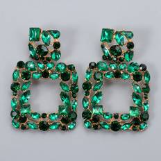Smycken Shein Rhinestone Decor Geometric Drop Earrings