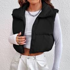 Women - XS Vests Shein EZwear Zipper Front Vest Puffer Coat