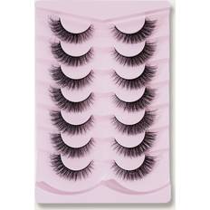 Blåa Lösögonfransar Shein 7pairs Natural Length False Eyelashes With Lengthened End, Curly