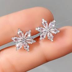 Smycken Shein Cubic Zirconia Flower Design Stud Earrings