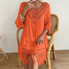 Fringes Dresses Shein Hollow Out Fringe Hem Cover Up DressSummer Beach