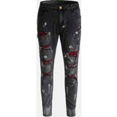 Shein Cotton Contrast Plaid Ripped Jeans - School