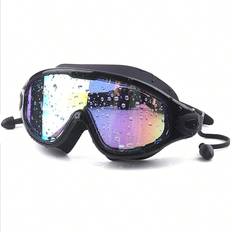 Shein Adults Teenagers Big Frame AntiFog Swimming Goggles With Earplugs And Head Strap