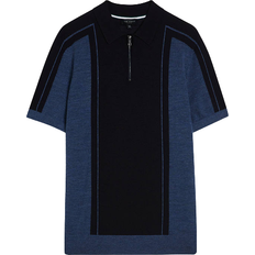 Wool Polo Shirts Ted Baker Jesty Short Sleeve Zip Polo Shirt - Marine