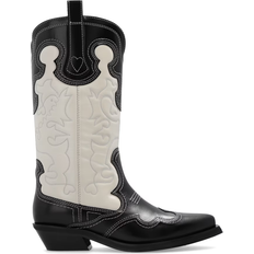 Ganni Sport Shoes Ganni Embroidered Western Boots - Black/Egret