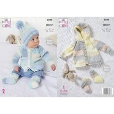 Baby Needlework Patterns King Cole 6048 Aran Pattern Baby Jacket Hat Socks