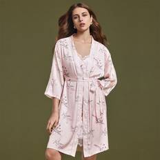 Shein Robes Shein Floral Satin Robe With Tie - Women