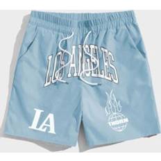 Shein Vuxen Shorts Shein Guys Letter Graphic Drawstring Waist Shorts