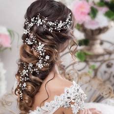 Silver Headbands Shein Faux Pearl elegant Bridal Hair Band