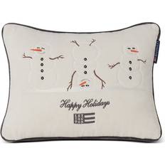 Lexington Komplette Dekorationskissen Lexington Snowmen Embroidered Komplettes Dekokissen Weiß (40x30cm)