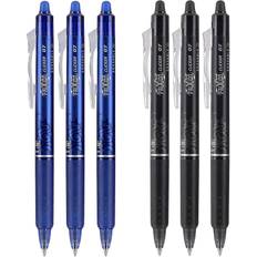 Pilot FriXion Clicker 0.7mm Erasable Gel Pens Fine Point 6-Pack Black/Blue