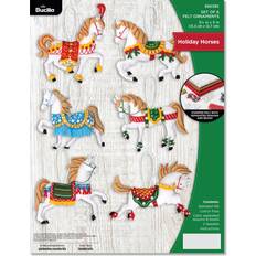 Bucilla Felt Ornaments Applique Kit Set Of 6-Holiday Horses