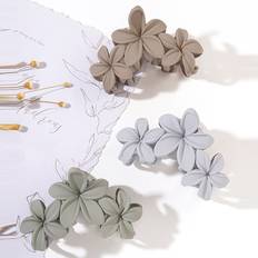 Multicolour Hair Clips Shein 3 Pcs Medium-Sized Frosted Flower Claw Clips Grey