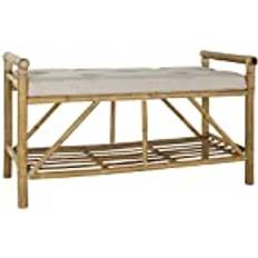 Algodón Taburetes Dkd Home Decor Banqueta 100 cm Natural Beige Marrón Algodón Bambú Taburete