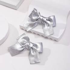 Silver Hair Clips Shein Girls Sparkling Bow Hair Clips