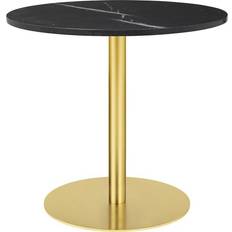 Brass Dining Tables GUBI 1.0 Round Ø80 cm w. Brass Base and Black Marquina Marble Top Dining Table