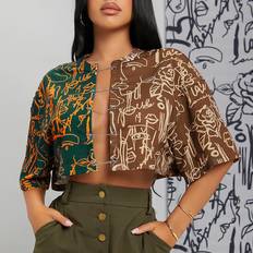 Short - Women T-shirts Shein Graphic Colour Block Chain Tee - Detail