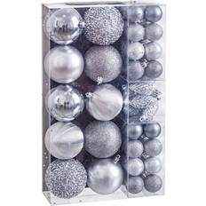 BigBuy Christmas Bolas Plateado 50 Unidades Adorno de Árbol de Navidad