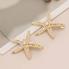 Beige Hair Clips Shein pcs Ocean Series Hair Accessory Including Starfish Hairpin Pearl Starfish Clip