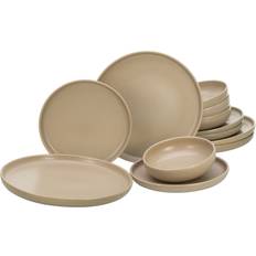 Creatable 12-Piece Uno Stoneware For 4 People Sand Dinner Set 4pcs