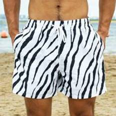 Cheap Swimming Trunks Shein Zebra Stripe Drawstring Waist Swim Trunks - Men