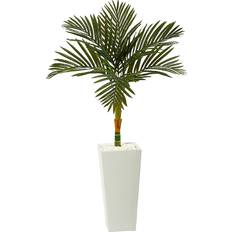 Artificial Plants Nearly Natural Faux Trees Green & Golden Cane Palm Potted Artificial Plant