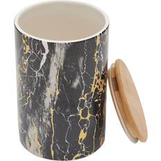 Large Marble Design Canister Black Gold