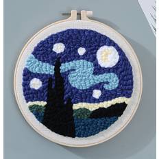 Broderikits Handarbetskits Shein 7pcs Polyester Hand Embroidery, Modern Galaxy Pattern Round Hand Embroidery Kit For Beginner, DIY Gift