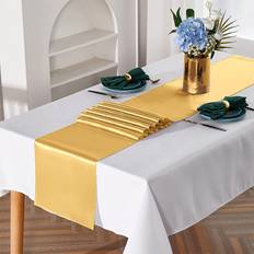 Shein Plain Satin Table Runner 28 x 275 cm Tablecloth Gold