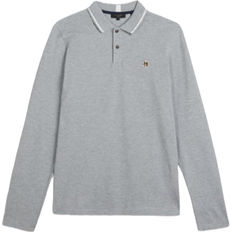 Ted Baker Fulhumm Long Sleeve Polo Shirt - Light Grey