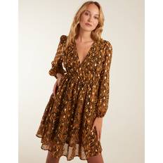 Leopard - Röda Klänningar Blue Vanilla Shirred Waist Mini Dress Colour: Brown