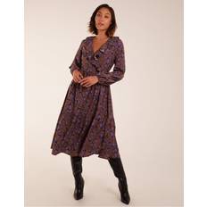Brown - Midi Dresses Blue Vanilla Ruffle Wrap Midi Dress BROWN