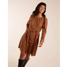 Skater Round Neck Mini Dress Camel