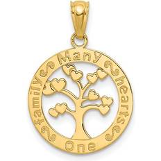 Charms & Pendants Harmony 14K Yellow Gold Polished ONE FAMILY MANY HEARTS Tree Pendant Charm No Chain