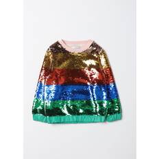 Girl's Striped Sequin Cotton Sweatshirt - Multicolor 