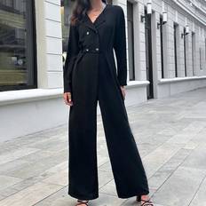 Jumpsuits & Overalls Shein Double Breasted Wide Leg Jumpsuit