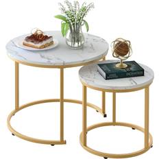 Wood Nesting Tables Aboxoo Simple Nightstand Gold White Nesting Table 23.6" 2