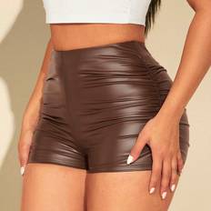 Shein Shorts Shein Ruched PU Leather Shorts